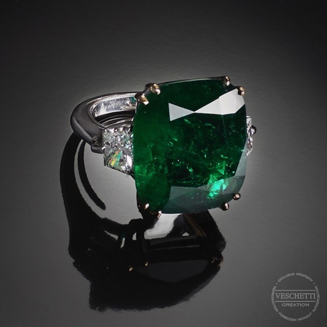 Emerald and diamonds ring SIBILLA