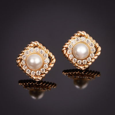 Eleganza, Pearl and diamond earrings | The Collection